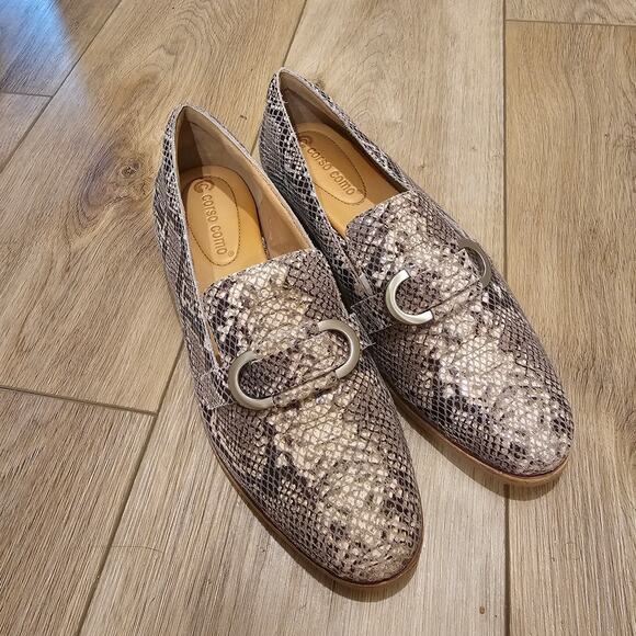 NWOT Corso Como Clarrah Leather Snake Print Loafer Size 7 - Picture 1 of 9